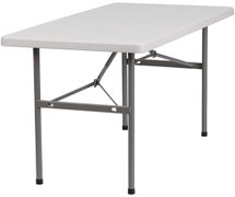 Flash Furniture RB-2448-GG Granite White Plastic Folding Table, 24" x 48" 