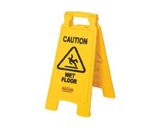 Rubbermaid FG611277YEL Double Sided Caution Wet Floor Sign, 26" High, Yellow