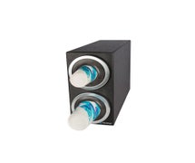 San Jamar C2902 EZ-Fit Bev Dispenser Cabinet - (2) C2410C w/Metal Finish Trim Rings