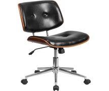 Flash Furniture SD-2658-5-GG Mid-Back Black Faux Leather Ergonomic Wood Swivel Task Chair