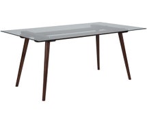 Flash Furniture Meriden 31.5'' x 55'' Walnut Wood Table with Glass Top