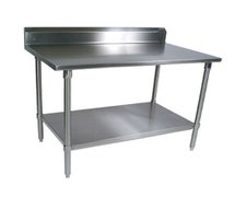 John Boos ST4R5-3048SSK Work Table, 48"W X 30"D, 14/300 Stainless Steel Top With 5" Backsplash