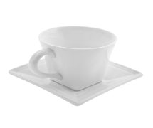 10 Strawberry Street WTR-FLRSQCUP Whittier Squares Square Flared Cup/Saucer, 8 Oz.