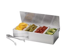 Tablecraft H1604 Bar Caddy With 4 Compartments, Includes: Holder, Inserts, Tongs, 4" X 6" X 12  3/8"