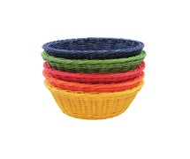 Tablecraft HM1175A Ridal Collection Handwoven Polycord Basket Round, Assorted Pack Includes: 1 Each Bl, Gn, R, Y, X