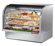 True TCGG-48-S Stainless Steel Deli Case - Curved Glass - Two Door - 23.5 Cu. Ft.