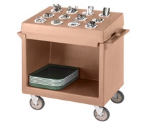 Tray and Dish Cart with Cutlery Rack, Coffee Beige