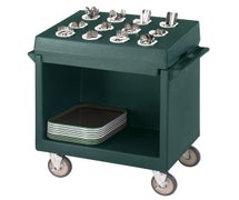 Tray and Dish Cart with Cutlery Rack, Granite Green
