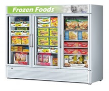 Deluxe Swing Glass Door Freezer - 3 Doors, 12 Shelves, 71.3 Cu. Ft., White