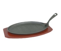 Thunder Group IRBB001 Pork Board Sizzle Platter Set, 3-Piece Includes: Cast Iron Griddle, Gripper And Wood Underliner (Sold By Master Pack Only) (10 Each Minimum Order)