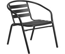 Flash Furniture Black Metal Stack Chair, Aluminum Slats