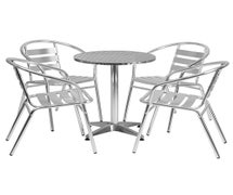 Flash Furniture TLH-ALUM-24RD-017BCHR4-GG 23.5'' Round Aluminum Indoor-Outdoor Table with 4 Slat Back Chairs
