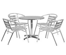 Flash Furniture TLH-ALUM-28RD-017BCHR4-GG 27.5'' Round Aluminum Indoor-Outdoor Table with 4 Slat Back Chairs