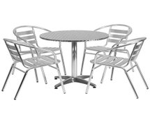 Flash Furniture TLH-ALUM-32RD-017BCHR4-GG 31.5'' Round Aluminum Indoor-Outdoor Table with 4 Slat Back Chairs