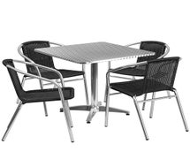 Flash Furniture Combo Deal 31-1/2'' Square Aluminum Indoor-Outdoor Table with 4 Black Rattan Chairs