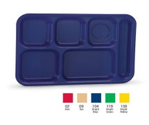 6 Compartment Cafeteria Tray Polypropylene, for Right Hand Use, Tan