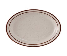 Tuxton China TBS-014 Oval Platter 13-1/4", Eggshell NR Brown Speckles