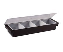 Winco CCH-4 Condiment Holder, 4 Compartment, Black Plastic Base