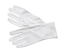 Winco GLC-M Service Gloves, White Cotton, MED, 6 Pairs