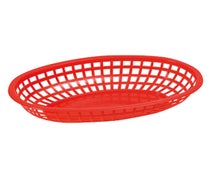 Winco POB-R Fast Food Baskets, Oval, 10-1/4" x 6-3/4" x 2", Red