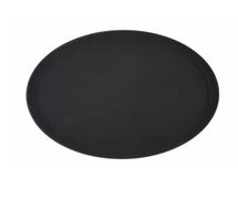 Winco TRH-2722K 22" x 27" Easy Hold Rubber Lined Tray, Black, Oval