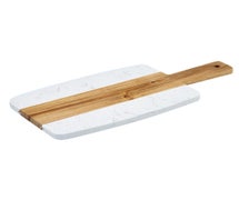 Winco SBMW-157 Marble and Wood Serving Board, 15" x 7"