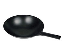 Winco WOK-34 14" Carbon Steel Wok, Integrated Hdl, Black