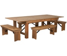 Flash Furniture XA-FARM-1-GG Hercules Series Folding Farm Table with Four Benches, 7' x 40"
