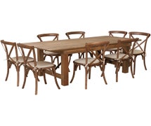 Flash Furniture XA-FARM-10-GG Hercules Series Folding Farm Table Set with 8 Chairs, 7' x 40"