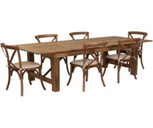 Flash Furniture XA-FARM-11-GG Hercules Series Folding Farm Table Set with 6 Chairs, 8' x 40"