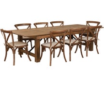 Flash Furniture XA-FARM-12-GG Hercules Series Folding Farm Table Set with 8 Chairs, 8' x 40"