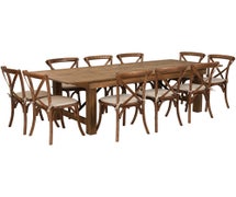 Flash Furniture XA-FARM-13-GG Hercules Series Folding Farm Table Set with 10 Chairs, 8' x 40"
