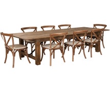 Flash Furniture XA-FARM-14-GG Hercules Series Folding Farm Table Set with 8 Chairs, 9' x 40"
