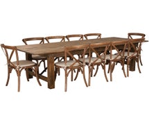 Flash Furniture XA-FARM-15-GG Hercules Series Folding Farm Table Set with 10 Chairs, 9' x 40"