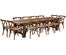 Flash Furniture XA-FARM-16-GG Hercules Series Folding Farm Table Set with 12 Chairs, 9' x 40"