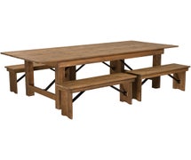 Flash Furniture XA-FARM-2-GG Hercules Series Folding Farm Table with Four Benches, 8' x 40"