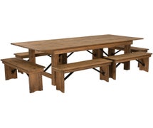 Flash Furniture XA-FARM-3-GG Hercules Series Folding Farm Table with Six Benches, 8' x 40"