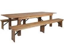 Flash Furniture XA-FARM-4-GG Hercules Series Folding Farm Table with Two Benches, 8' x 40"