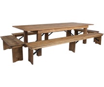 Flash Furniture XA-FARM-5-GG Hercules Series Folding Farm Table with Four Benches, 8' x 40"