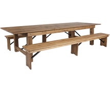 Flash Furniture XA-FARM-6-GG Hercules Series Folding Farm Table with Two Benches, 9' x 40"