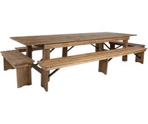 Flash Furniture XA-FARM-7-GG Hercules Series Folding Farm Table with Four Benches, 9' x 40"