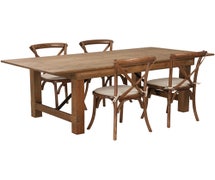 Flash Furniture XA-FARM-8-GG Hercules Series Folding Farm Table with 4 Charis, 7' x 40"