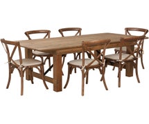 Flash Furniture XA-FARM-9-GG Hercules Series Folding Farm Table with 6 Charis, 7' x 40"