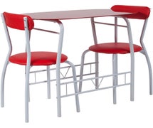 Flash Furniture Sutton 3 Piece Space-Saver Bistro Set with Red Glass Top Table