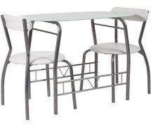 Flash Furniture Sutton 3 Piece Space-Saver Bistro Set with White Glass Top Table