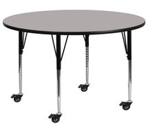 Flash Furniture XU-A42-RND-GY-H-A-CAS-GG Mobile 42'' Round Grey HP Laminate Activity Table - Standard Height Adjustable Legs | Central Restaurant Products