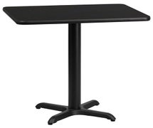 Flash Furniture XU-BLKTB-2430-T2222-GG 24'' x 30'' Rectangular Black Laminate Table Top with 22'' x 22'' Table Height Base , Black
