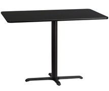 Flash Furniture XU-BLKTB-3048-T2230B-GG 30'' x 48'' Rectangular Black Laminate Table Top with 22'' x 30'' Bar Height Table Base, Black
