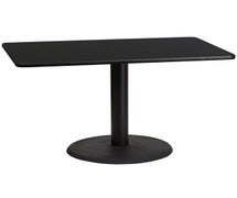 Flash Furniture XU-BLKTB-3048-TR24-GG 30'' x 48'' Rectangular Black Laminate Table Top with 24'' Round Table Height Base, Black