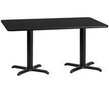 Flash Furniture XU-BLKTB-3060-T2222-GG 30'' x 60'' Rectangular Black Laminate Table Top with 22'' x 22'' Table Height Bases, Black
